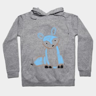 Blue brown fox watercolor animal art Hoodie